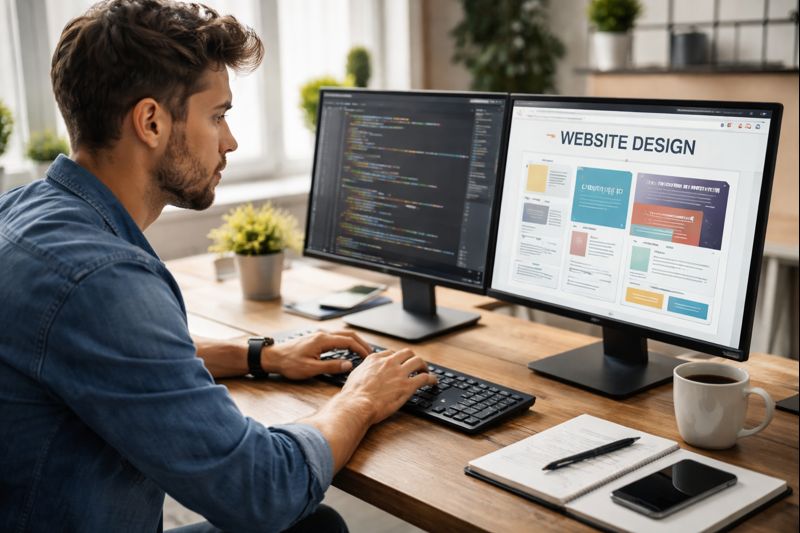 a web developer creating website