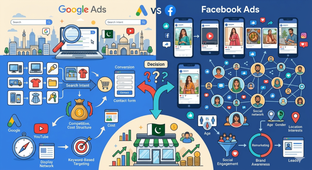 Google Ads vs Facebook Ads: Which is Right for Your Pakistani Business