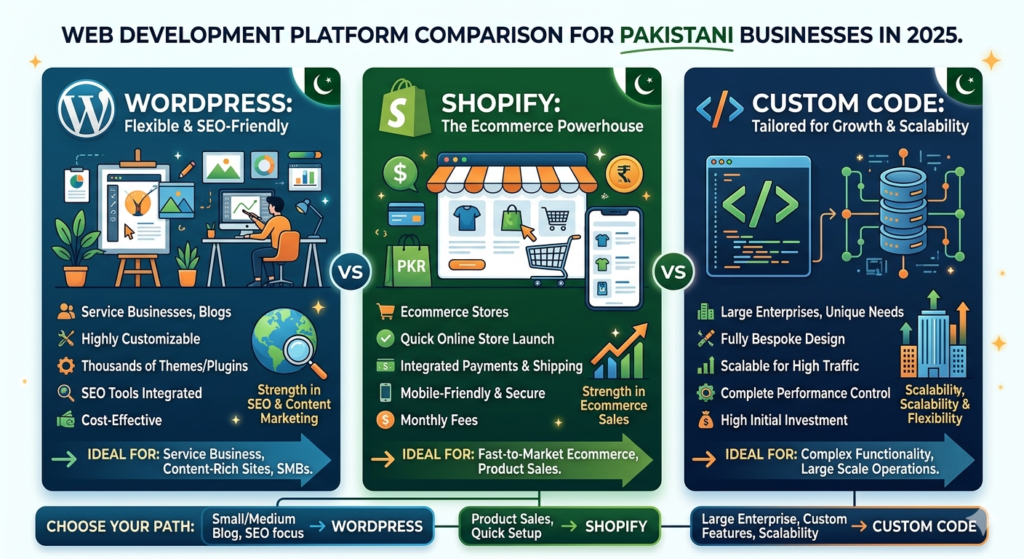 WordPress vs Shopify vs Custom Code: Which is Best for Pakistani Businesses?