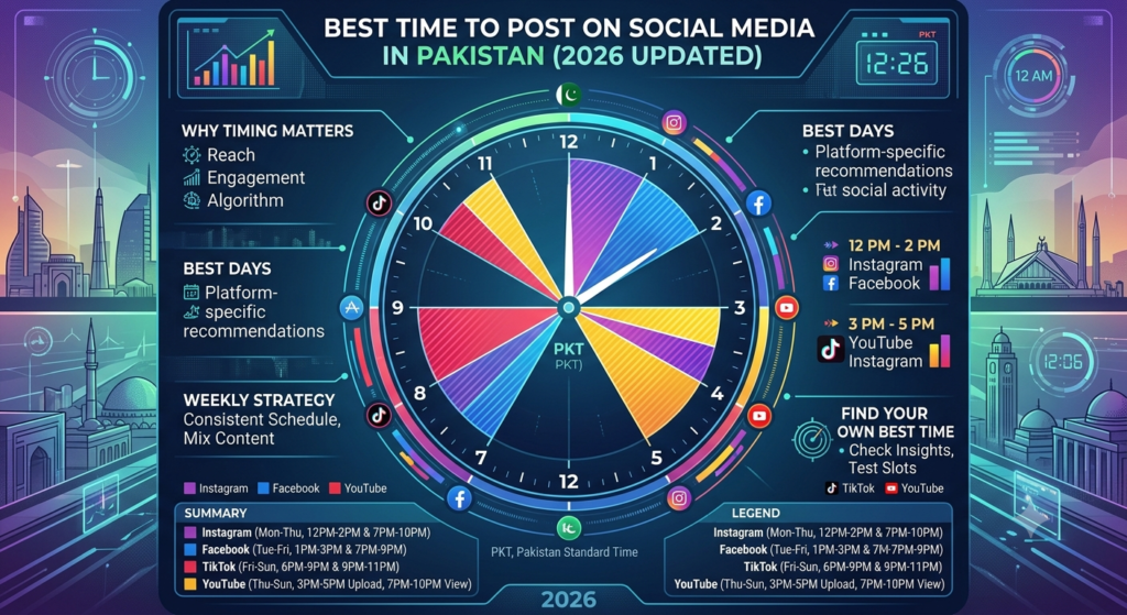 Best Time to Post on Instagram, Facebook, TikTok and YouTube in Pakistan (2026 Updated)